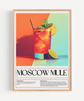 Vibrant Moscow Mule cocktail poster with recipe for kitchen and bar decor