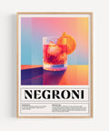 Italian Negroni drink recipe art print for home bar and kitchen decor