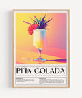 Piña Colada drink recipe art print with bright colours for summer decor