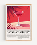 Bold Vodka Cranberry cocktail art for kitchen or bar, modern wall decor