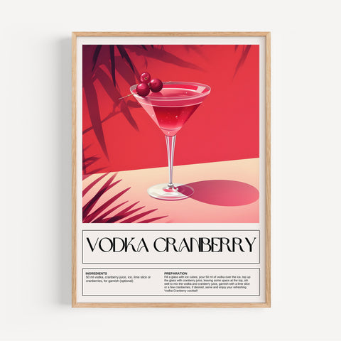 Bold Vodka Cranberry cocktail art for kitchen or bar, modern wall decor