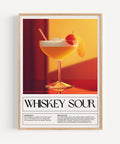 Bright Whiskey Sour cocktail poster for kitchen and bar cart decor