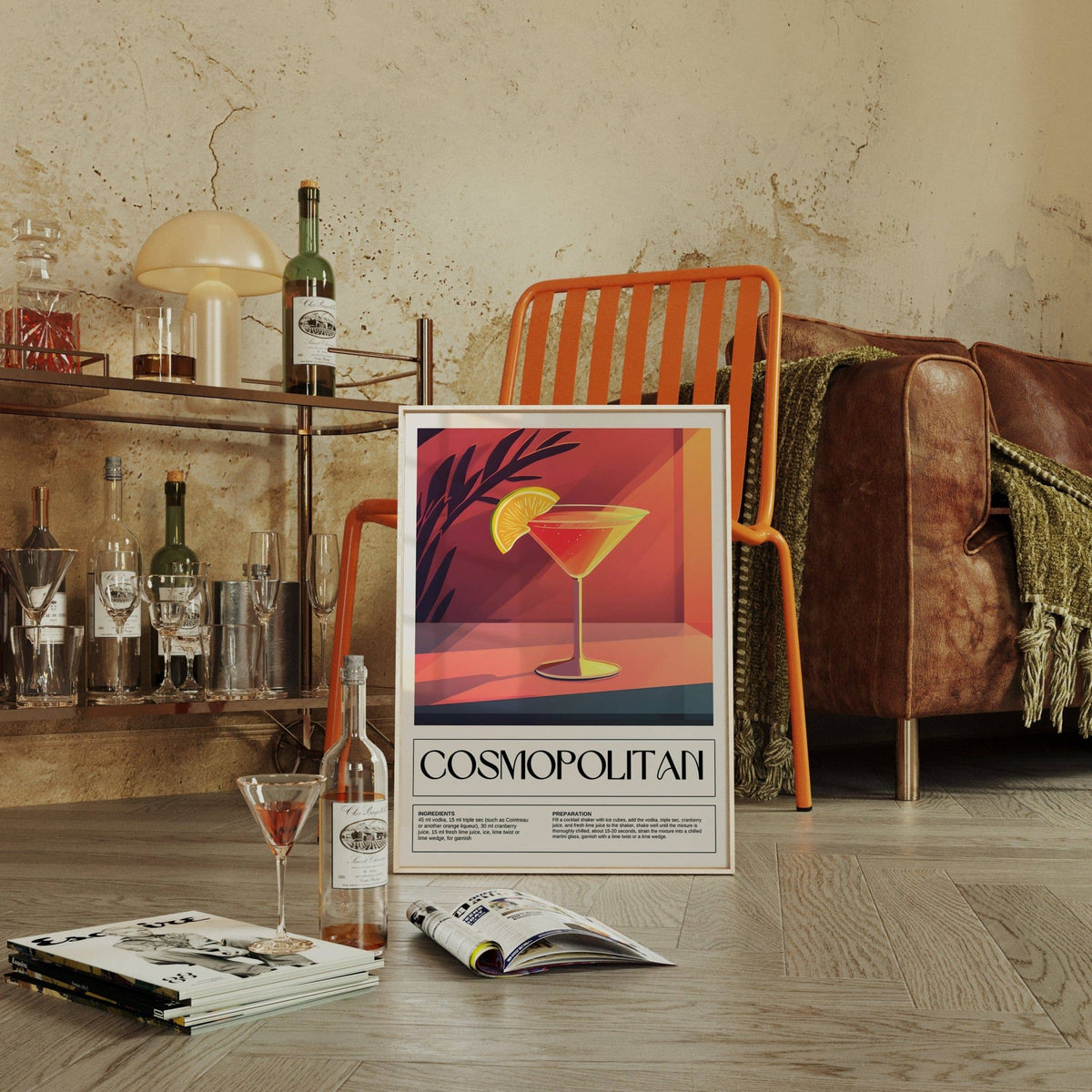 Minimalist drink poster art perfect for trendy interiors