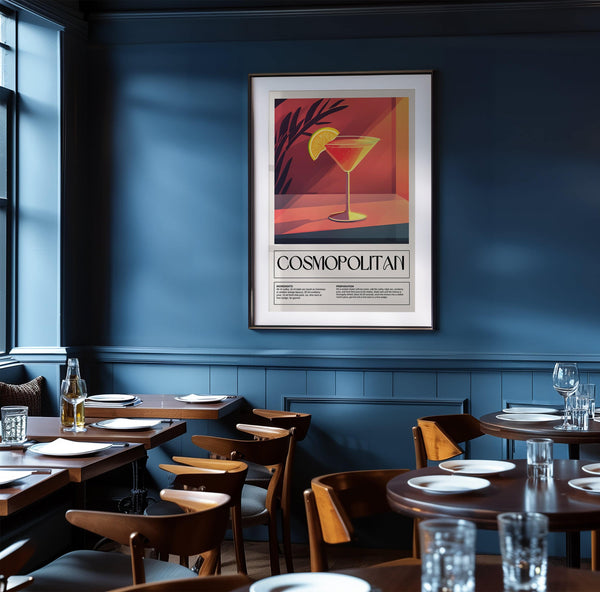 Stylish drink poster art with vibrant cocktail design