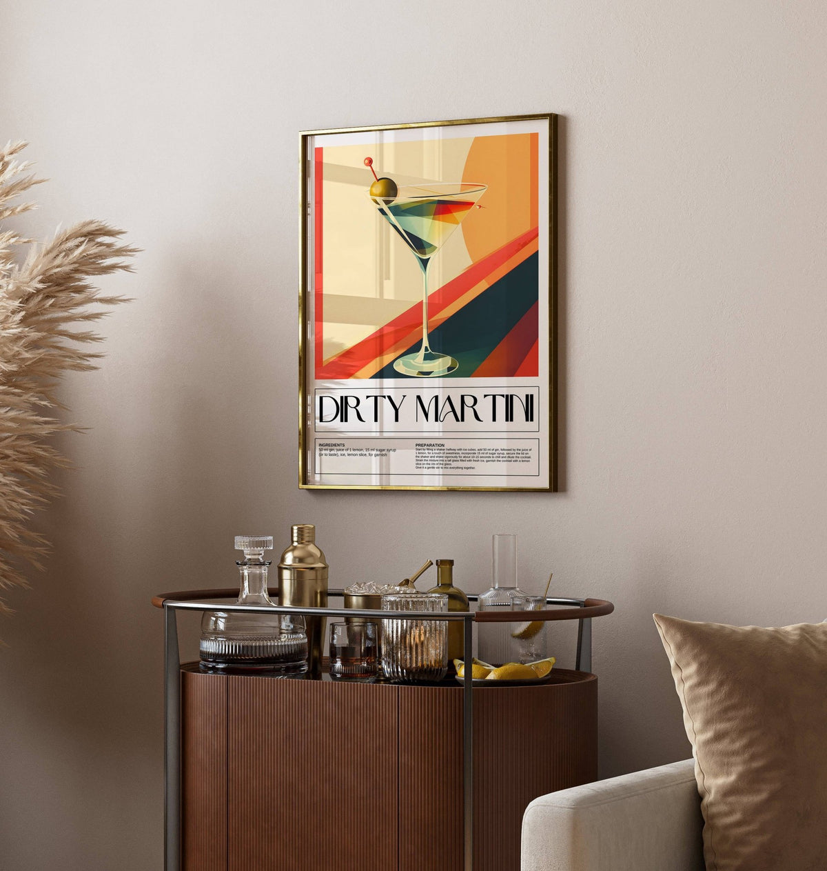Elegant cocktail prints for wall designed for refined spaces