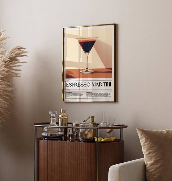 High-quality vintage cocktail posters for kitchen and bar decor