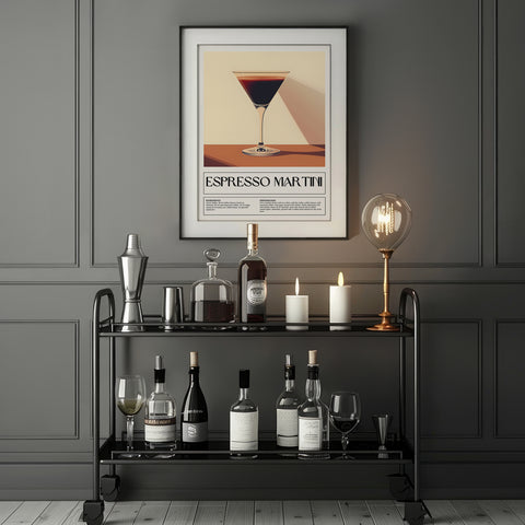 Stylish Espresso Martini cocktail print, ideal for home bar or kitchen decor.
