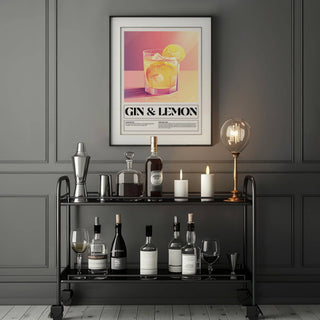 Vibrant cocktail-themed bar wall decor ideal for modern home bars