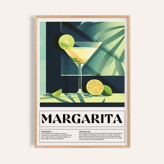 Cocktail glass art featuring a Margarita recipe