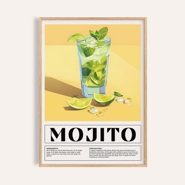 Refreshing mojito bar decor for home with mint and lime illustration