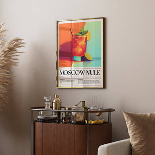 Stylish ginger beer and lime Moscow Mule print for home bar decorations