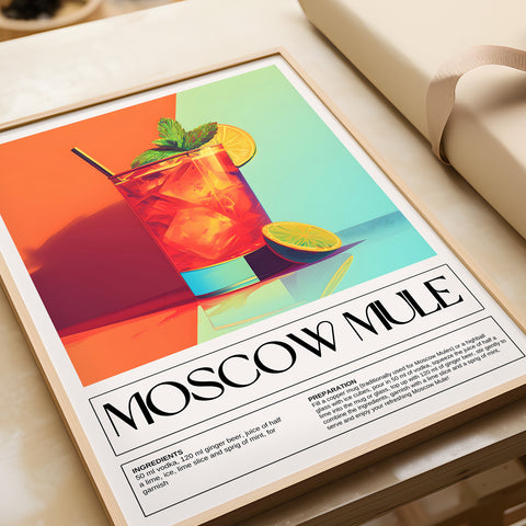 Bright Moscow Mule recipe poster, perfect for cocktail enthusiasts
