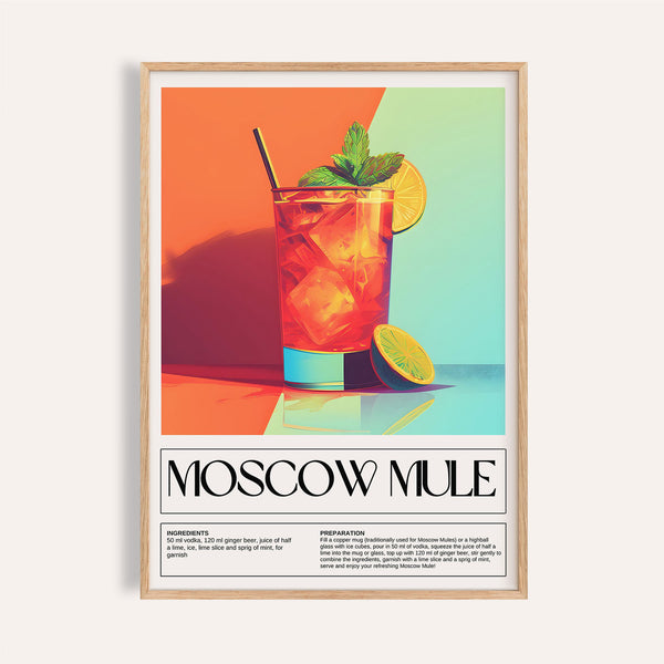 Bright Moscow Mule print perfect for home bar decorations