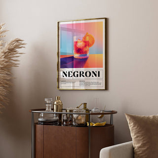 Negroni recipe poster, perfect for cocktail lovers and Italian drink fans
