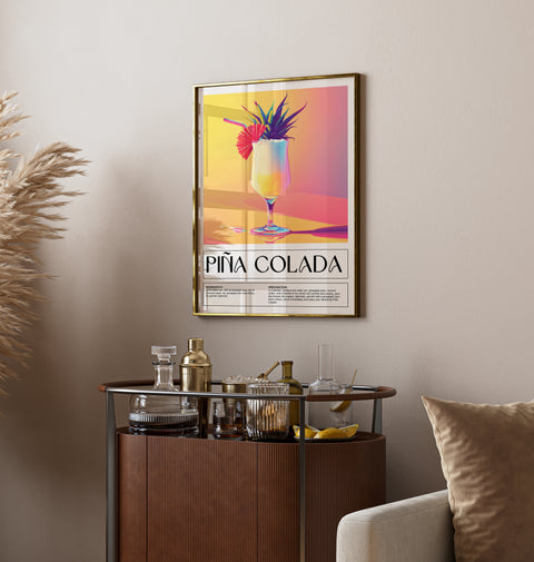 Bright Piña Colada recipe print, ideal for kitchen or bar decor
