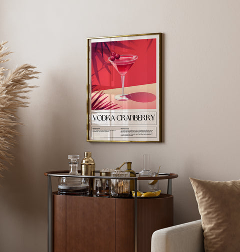 Vodka Cranberry cocktail recipe art, ideal for lively decor
