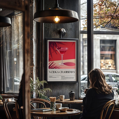 Bold and modern Vodka Cranberry poster for bar decor
