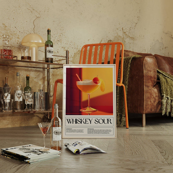 Classic cocktail decor in bold wall art for bar area poster