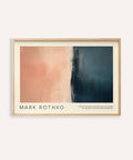 Color block wall art with soft peach and deep navy transitions
