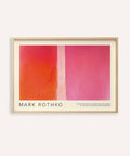 Color block wall decor featuring bold orange and pink