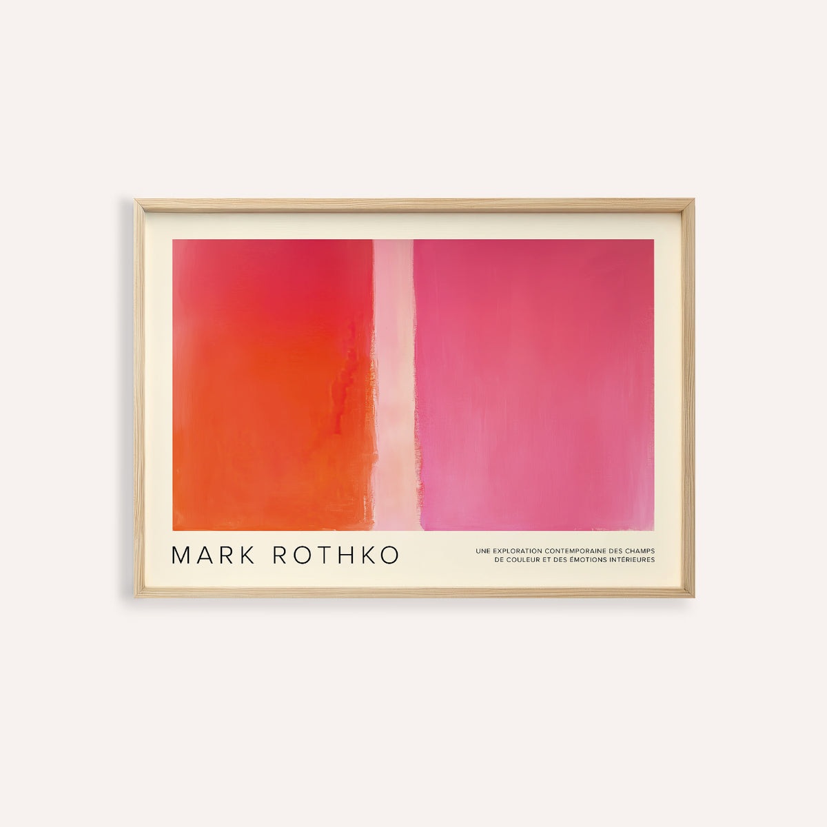 Color block wall decor featuring bold orange and pink