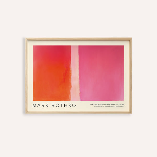 Color block wall decor featuring bold orange and pink