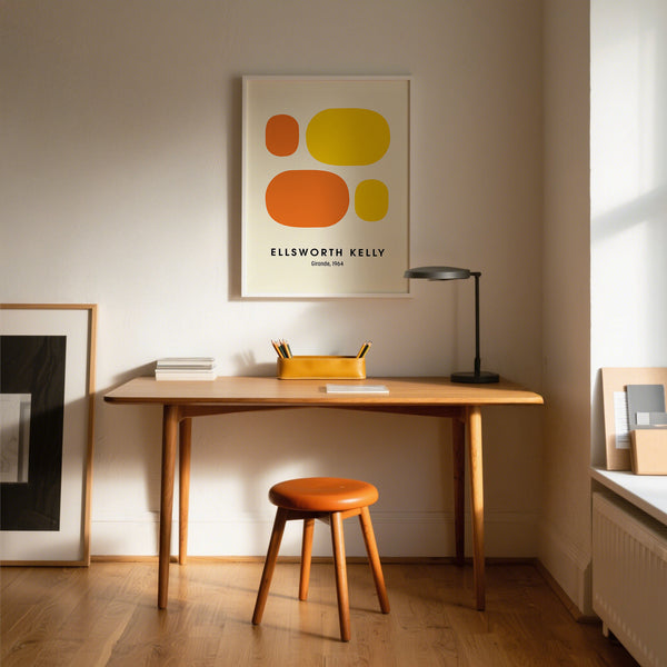 Retro-inspired mid-century art print with geometric forms