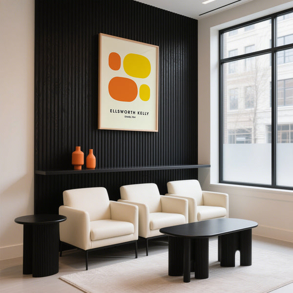 Abstract colour field painting with yellow and orange tones