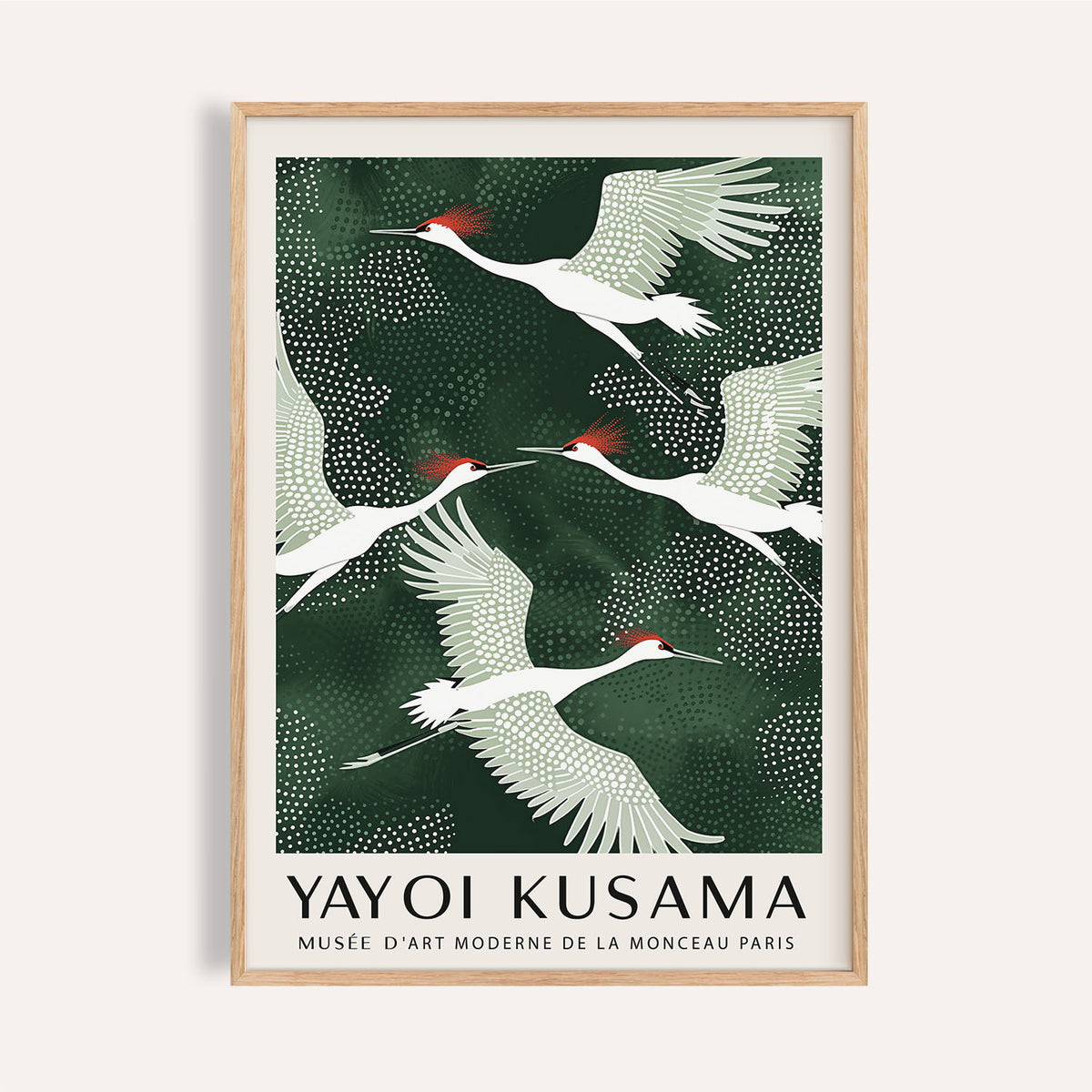 Japandi wall art featuring elegant cranes in flight