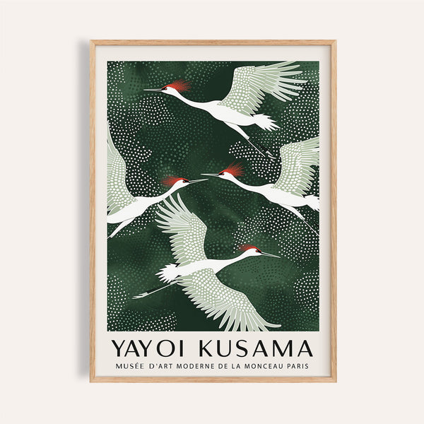 Japandi wall art featuring elegant cranes in flight