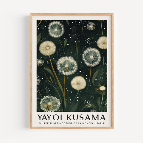 Yayoi Kusama-inspired dandelion print for serene decor
