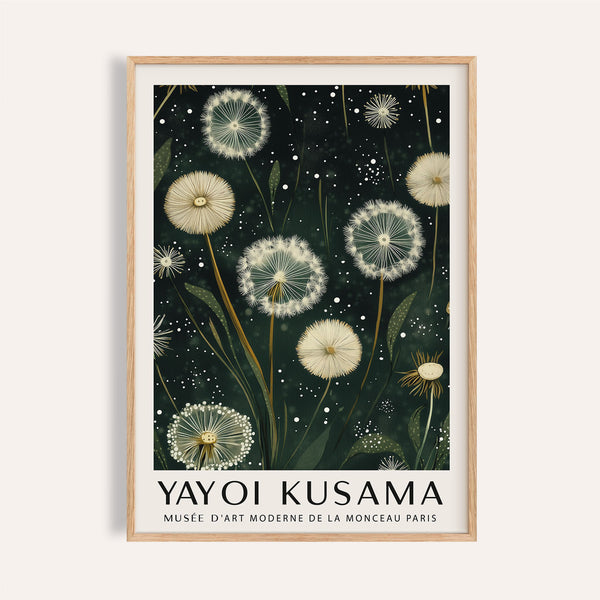 White-on-green dandelion print for bedroom wall decor


