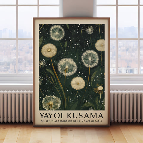 Yayoi Kusama-inspired dandelion print for serene decor
