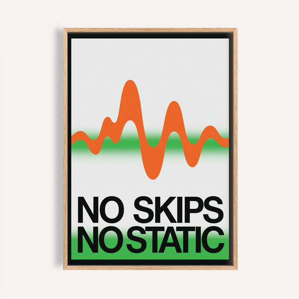 Bold orange waveform retro music poster on gradient white-green background


