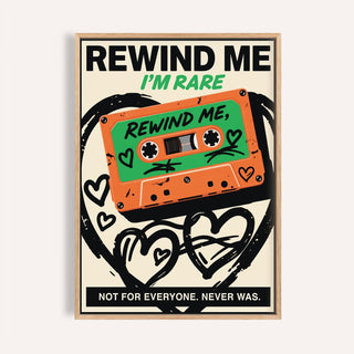 Framed Retro Cassette Wall Art with an orange and green tape and black heart doodles