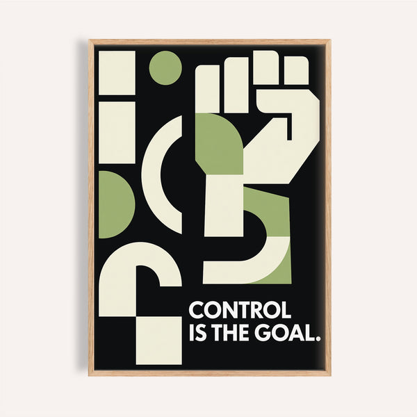 Geometric fist fitness motivation poster in beige and green for gym walls
