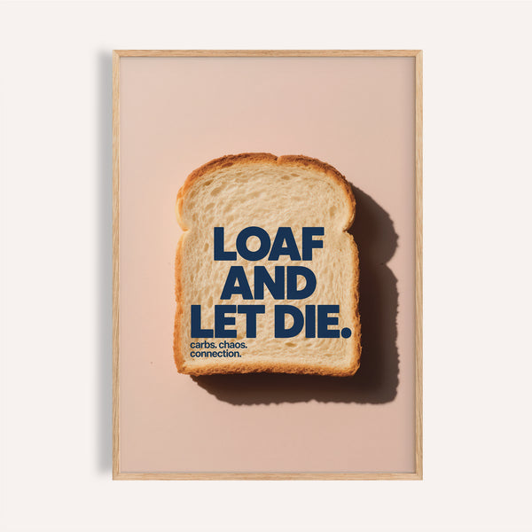 Golden toast with navy text as quirky kitchen art for modern kitchens.