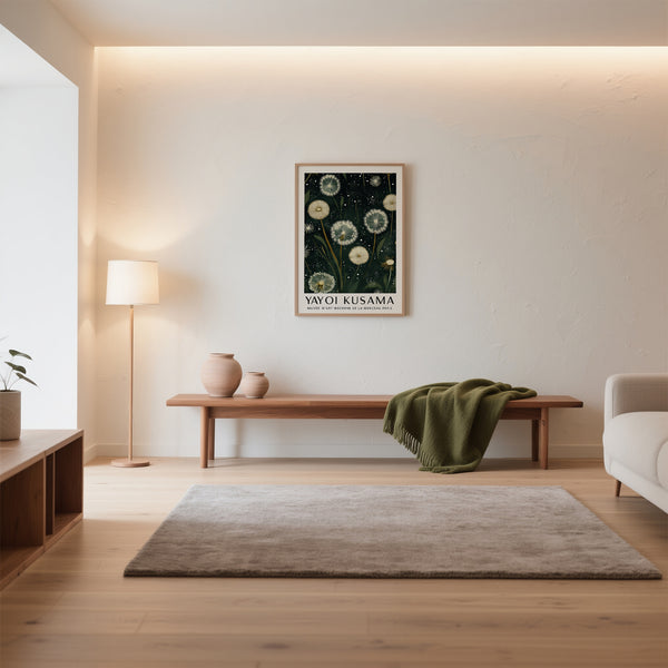 Japandi Dandelion Print for minimalist living room wall