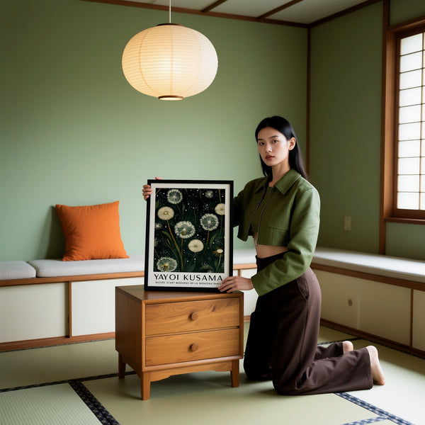 Japanese Wall Art with woman holding a Dandelion Print