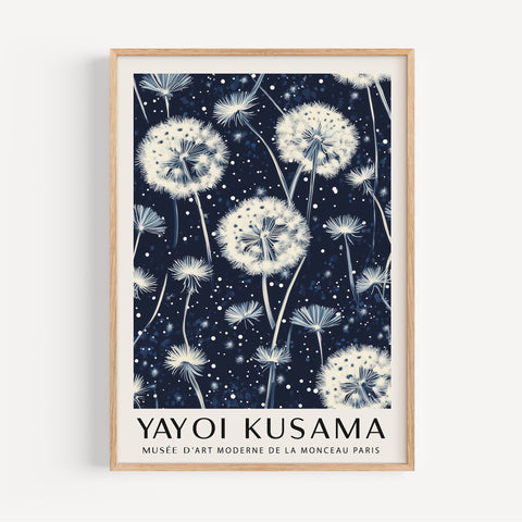 Yayoi Kusama inspired white dandelion wall art
