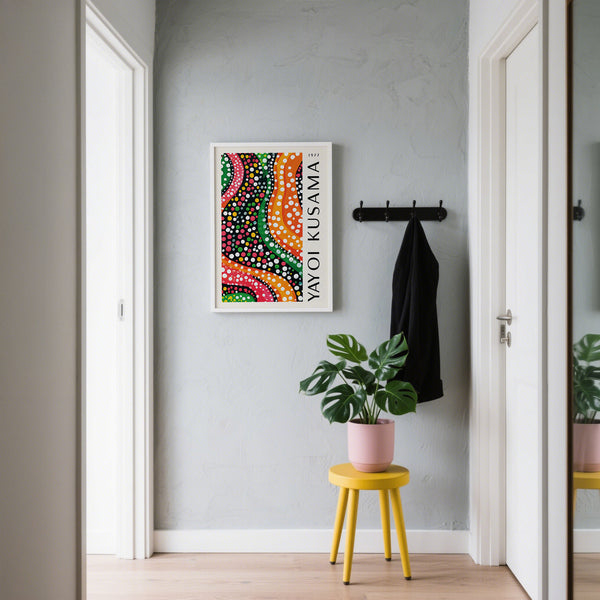 Yayoi Kusama dots print ideal for living rooms, offices, and studios