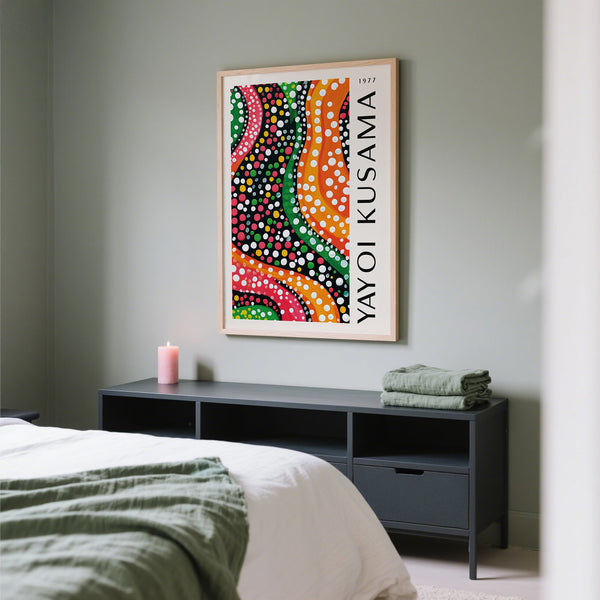 High-quality Yayoi Kusama dots artwork with bold colours