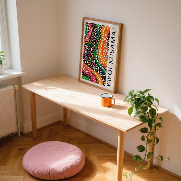 Minimalist Yayoi Kusama dots print perfect for modern interiors
