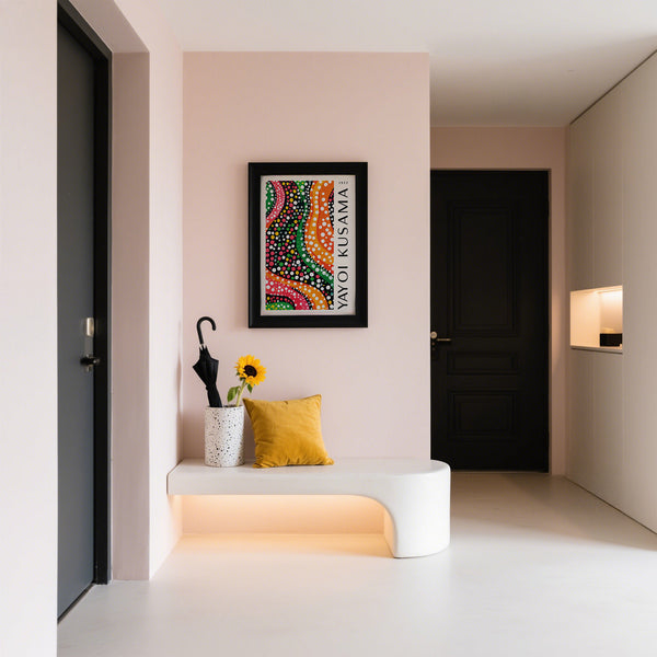 Hallway colorful wall art inspired by Yayoi Kusama