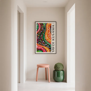 Yayoi Kusama dots artwork blending colour and motion