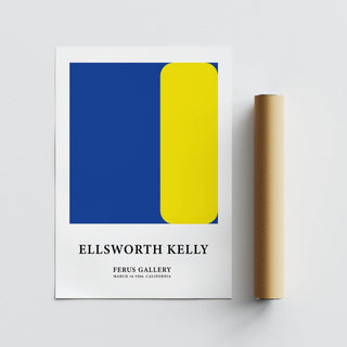 Large-scale minimalist art print in yellow and blue for contemporary interiors