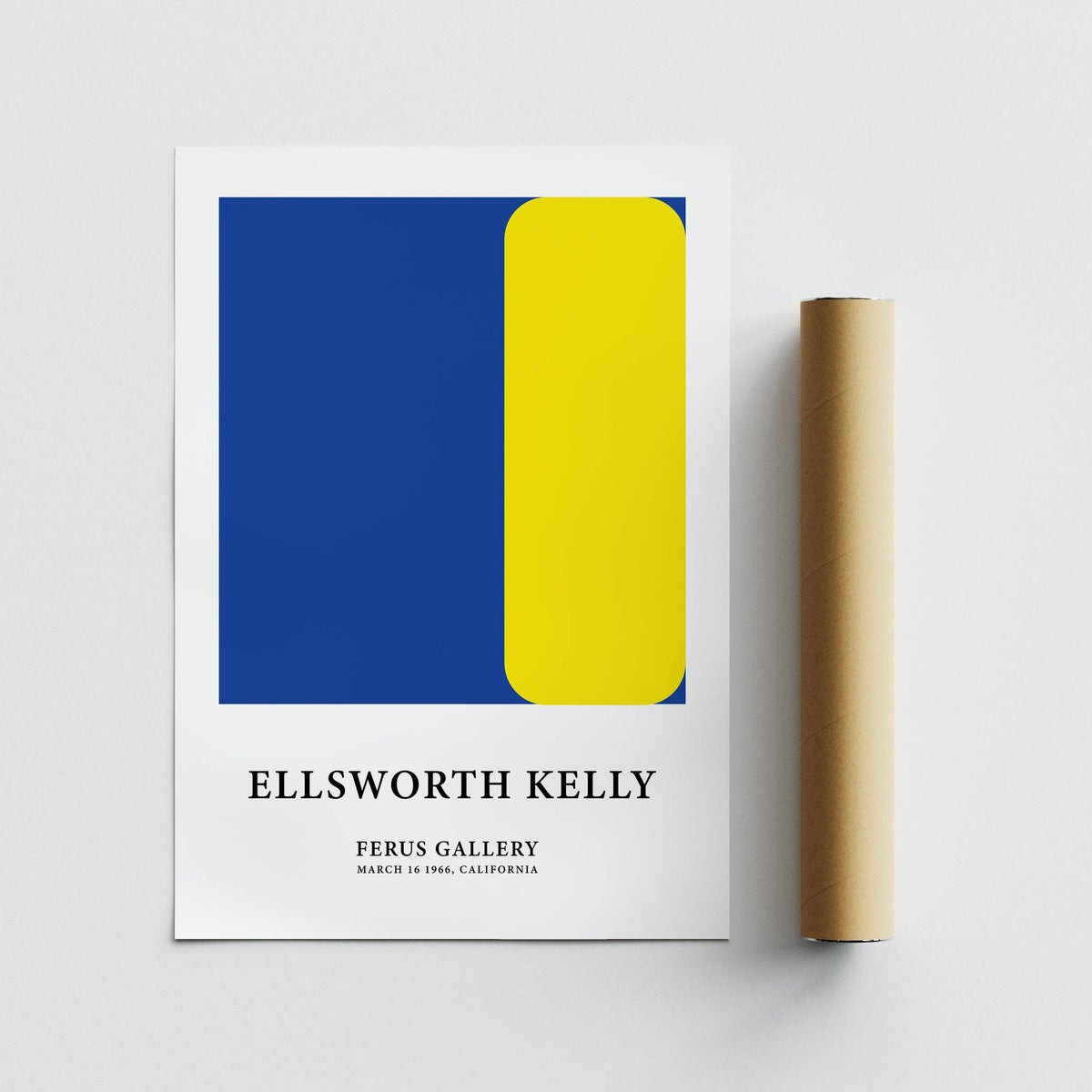 Large-scale minimalist art print in yellow and blue for contemporary interiors