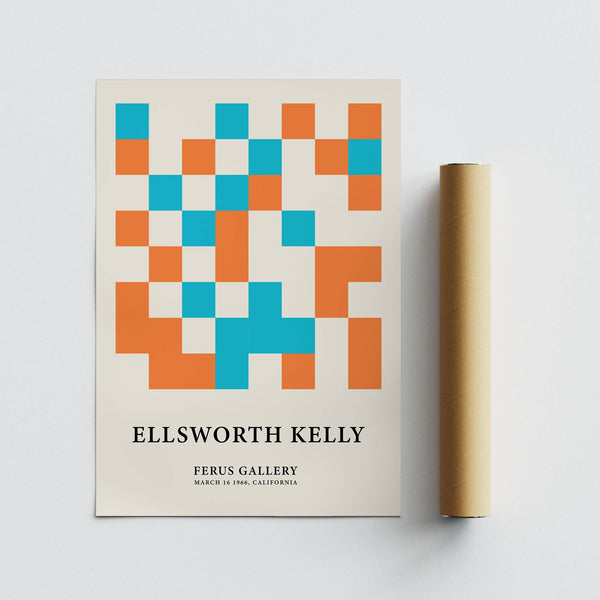 Abstract large geometric wall art print in a striking colour palette