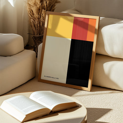 Bold block colour art print inspired by Ellsworth Kelly for modern interiors