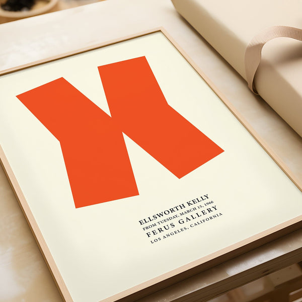 Abstract Ellsworth Kelly print with striking orange and cream tones
